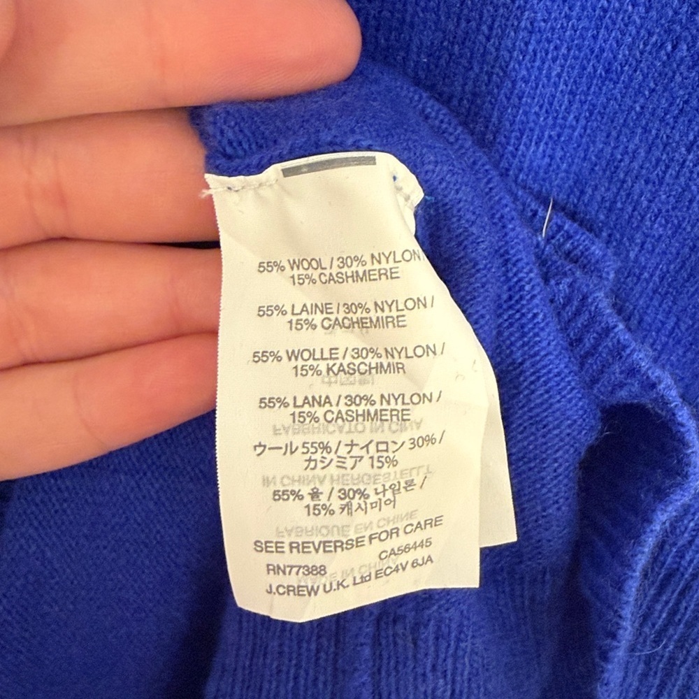 J.Crew Classic V Neck Wool Cashmere Knit Cardigan in Royal Blue - Picture 5 of 5